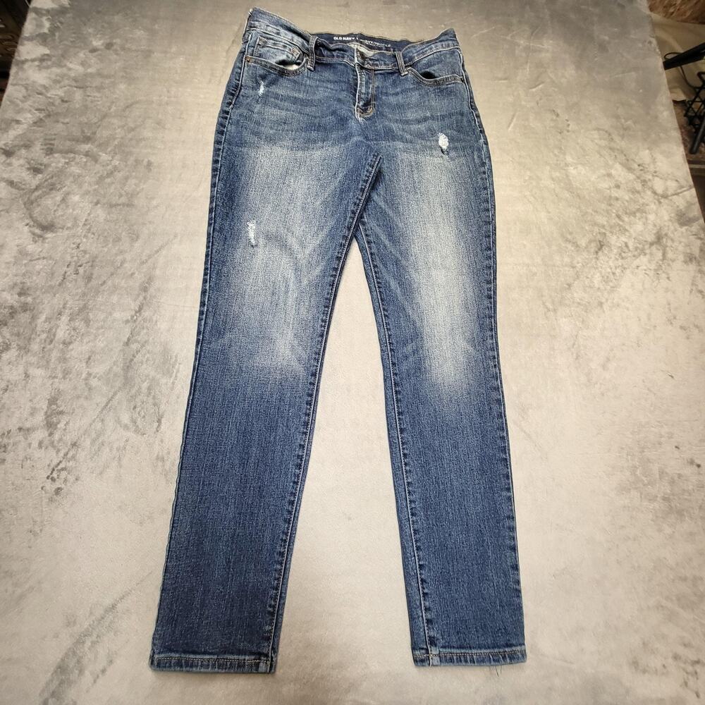Old Navy Jeans Womens 6 Regular Blue Curvy Mid-Rise Skinny Denim Distressed